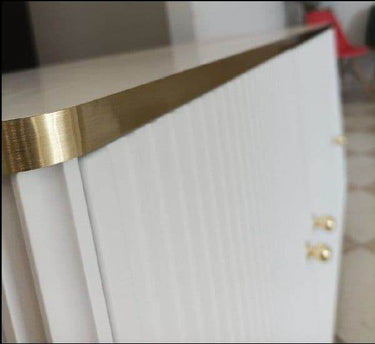 Luxurious Maison White and Gold TV Unit with Two Doors and Open Shelf - UK Luxury Furniture